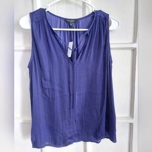 Banana Republic Womens Soft Satin Pleated Drapey Tank Purple Navy Blue NWT Sz XS